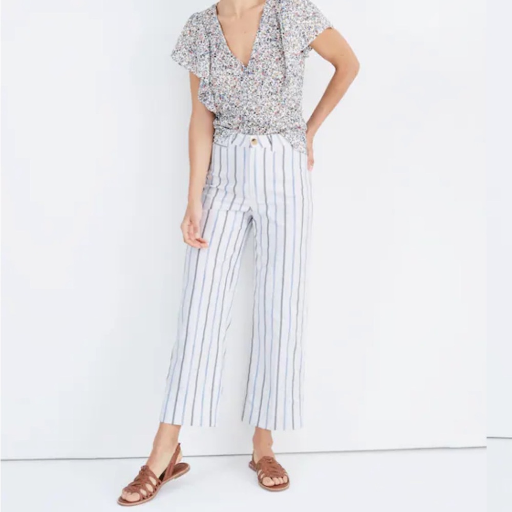 Madewell slim emmett wide leg crop pants in Montpellier stripes